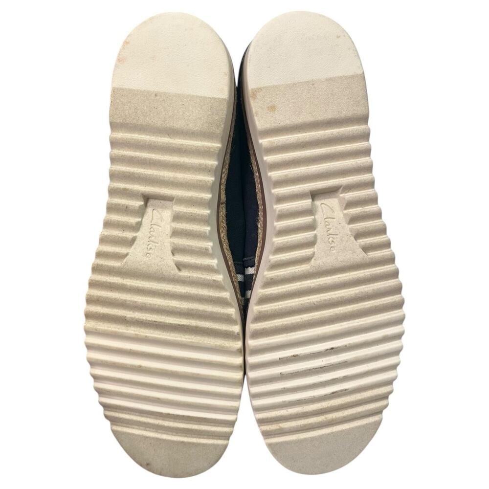 Clarks Shoes Womens 8.5 Blue White Striped Espadrille Slip On Comfort Nautical - Picture 4 of 11